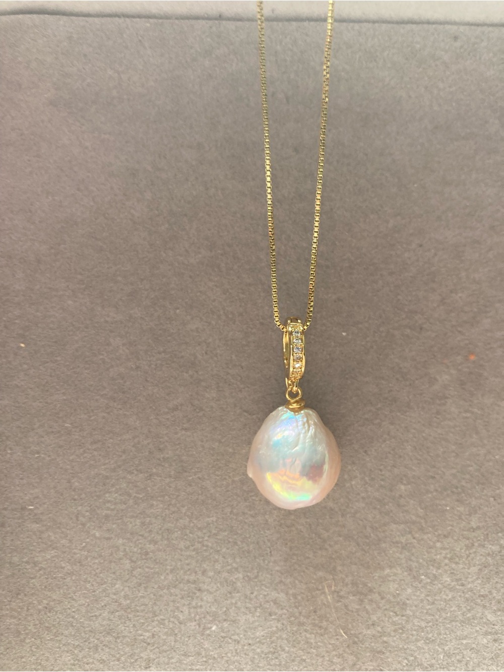 Baroque Freshwater Pearl Pendant | High Luster Rainbow Pearl | Gold Tone Bail